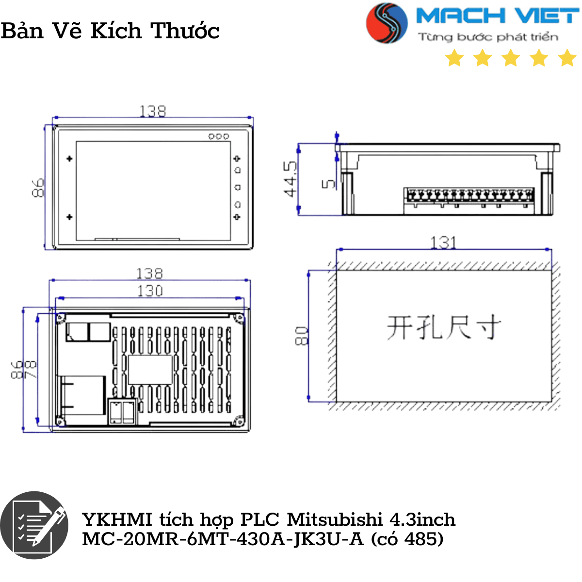 Màn hình YKHMI tích hợp PLC mitshubishi - 4.3 inch(Có 485)